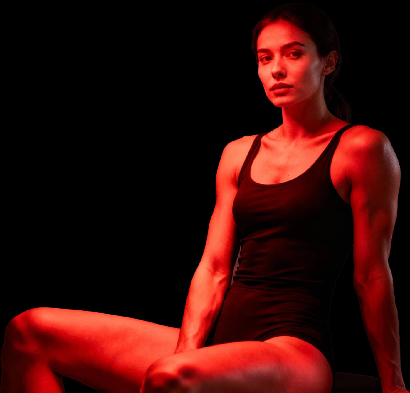Woman relaxing in infrared sauna